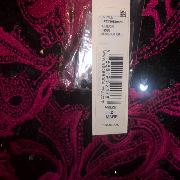 Alice & Olivia black and fuchsia sequin dress - Picture 3 of 4